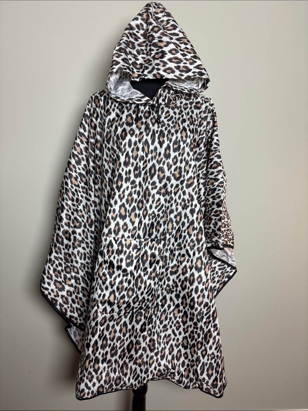 Chico’s Leopard Print Hooded Poncho Jacket - Brown/Black